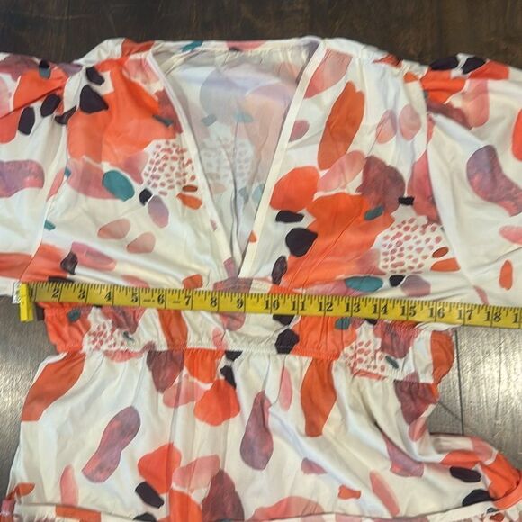 Puff Sleeve Floral Maxi Bohemian V Neck Tiered Casual Tiered Summer Maxi - Picture 13 of 16